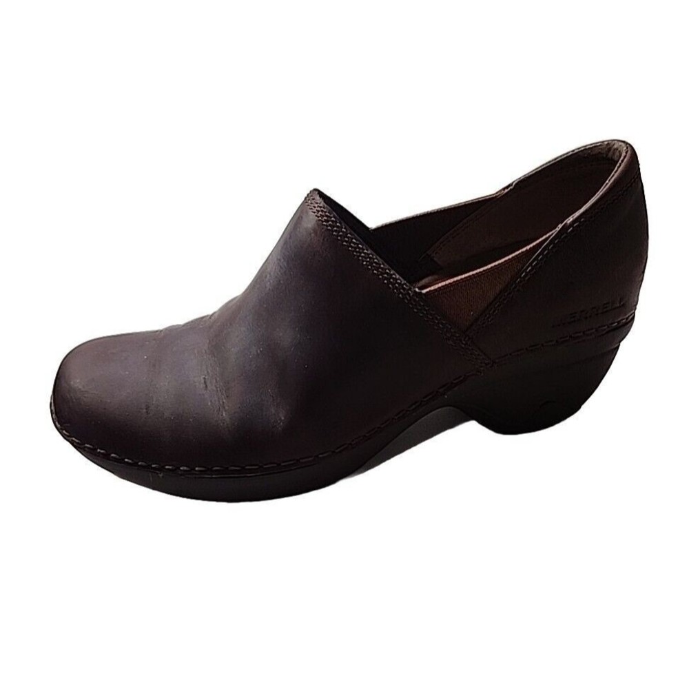 MERRELL Leather Performance Footwear Platform Slip On Clog Shoes Womens Size 6.5